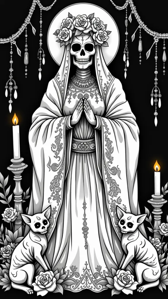 Páginas para colorear de Santa Muerte